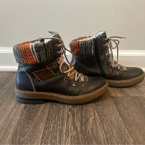 RIEKER Felicitas colorful woven & gray leather boots / booties